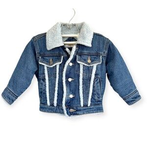 Infant Sherpa Lined Denim Jacket 12M‎ Blue Jean Trucker Kids Cozy